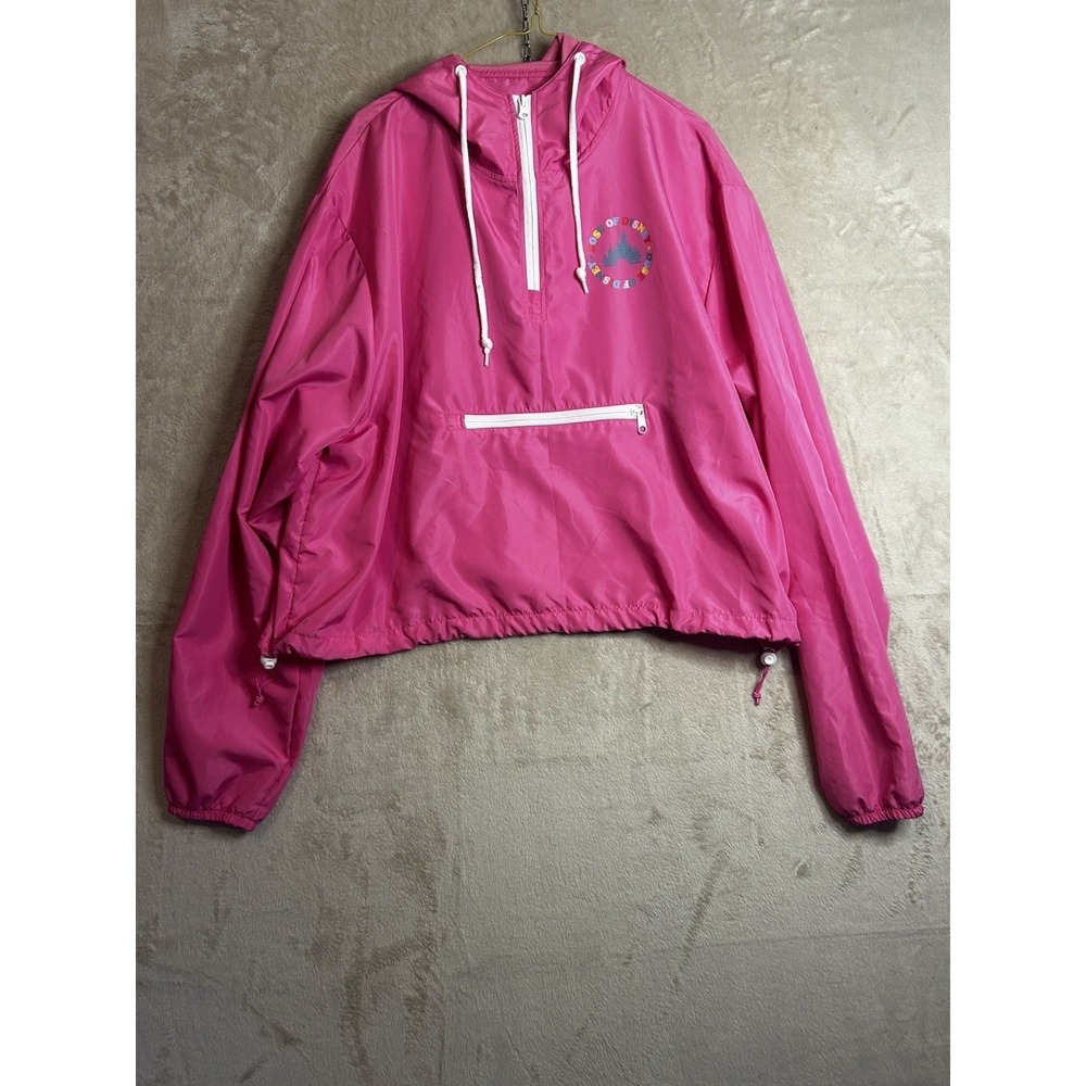 Disney Parks Women 3X Pink Quarter Zip Pullover Windbreaker Jacket Cropped - Picture 2 of 7